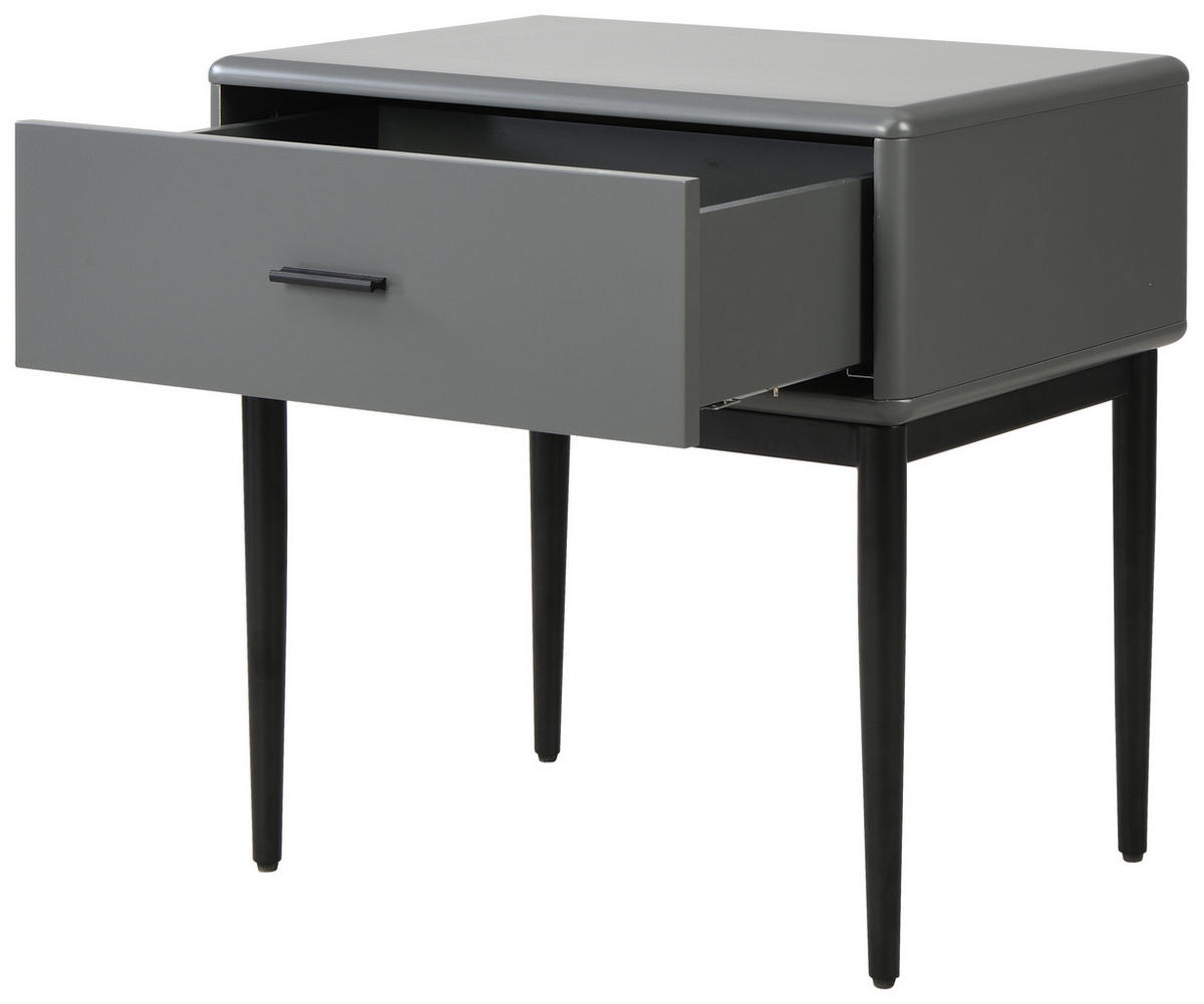 NACHTSCHRANK 54/55/40 cm  - Schwarz/Grau, MODERN, Holzwerkstoff/Metall (54/55/40cm) - Livetastic