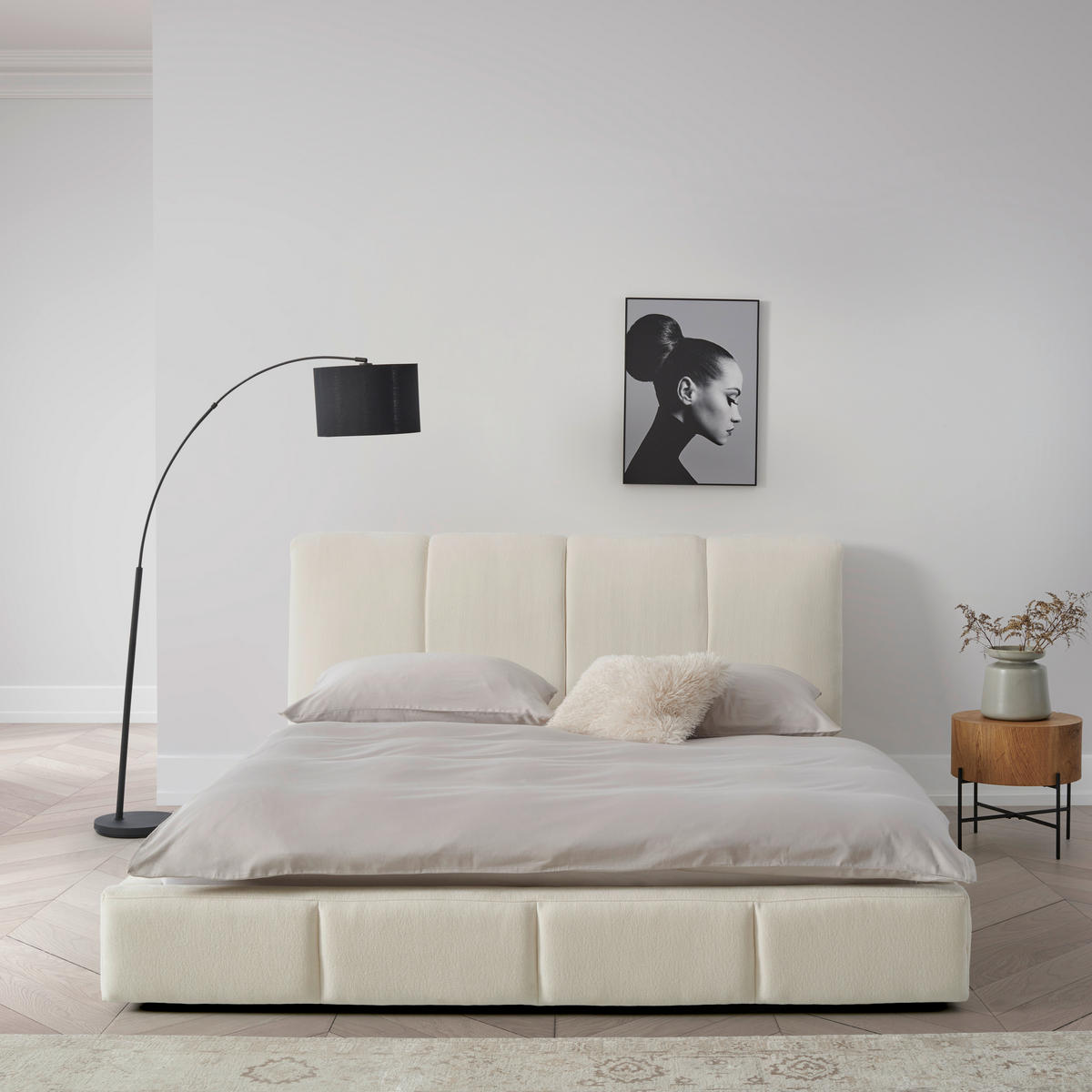 POLSTERBETT 180/200 cm  in Weiss  - Weiss/Schwarz, Modern, Holz/Kunststoff (180/200cm) - Livetastic