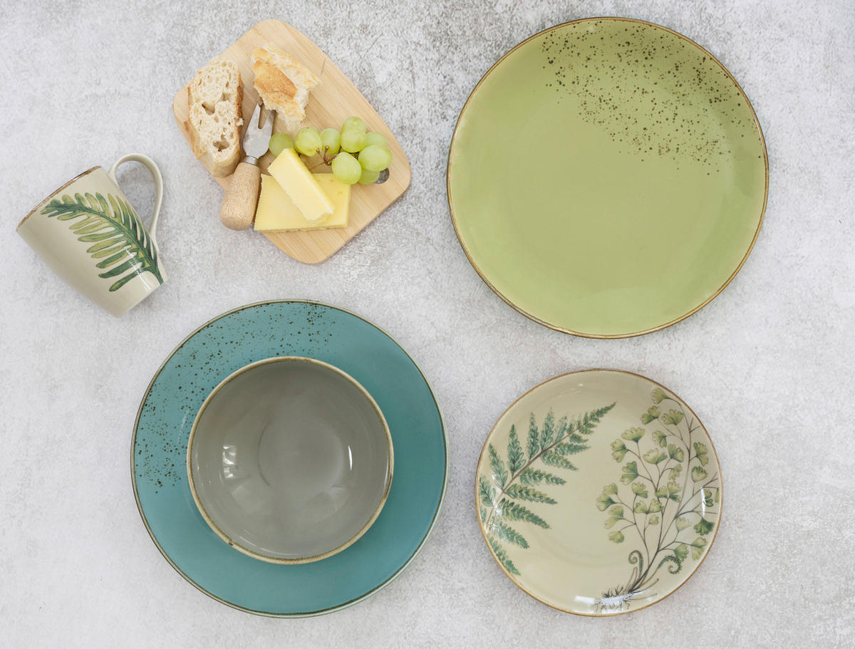 KOMPLETT SERVIS Botanica 16 delar  - grön/petrol, Klassisk, keramik - Creatable