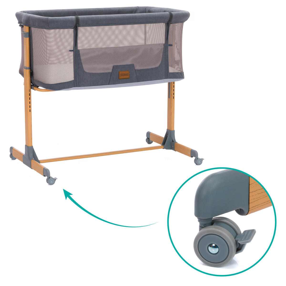 BEISTELLBETT Air   - Grau, Basics, Textil/Metall (80/45cm)