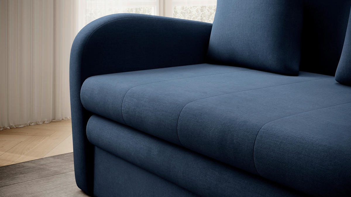 SCHLAFSOFA  mit Samt Blau  - Blau/Schwarz, Design, Kunststoff/Textil (244/97/97cm) - MID.YOU