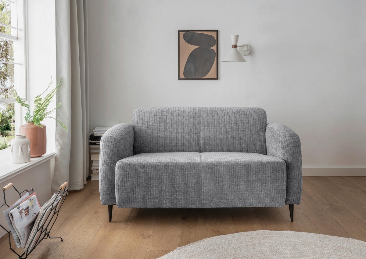 2-SITZER-SOFA in Mikrofaser Grau  - Schwarz/Grau, Modern, Textil/Metall (140/76/90cm) - Livetastic
