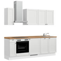KÜCHENBLOCK Frame 240 cm  in Weiß, Eichefarben  - Edelstahlfarben/Eichefarben, MODERN, Holzwerkstoff/Metall (240cm) - Nobilia