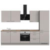 KÜCHENLEERBLOCK 300 cm   in Grau, Eiche dunkel  - Eiche dunkel/Edelstahlfarben, MODERN, Holzwerkstoff/Metall (300cm) - Nobilia
