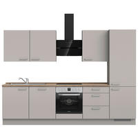 KÜCHENBLOCK 300 cm   in Grau, Eiche dunkel  - Eiche dunkel/Edelstahlfarben, MODERN, Holzwerkstoff/Metall (300cm) - Nobilia