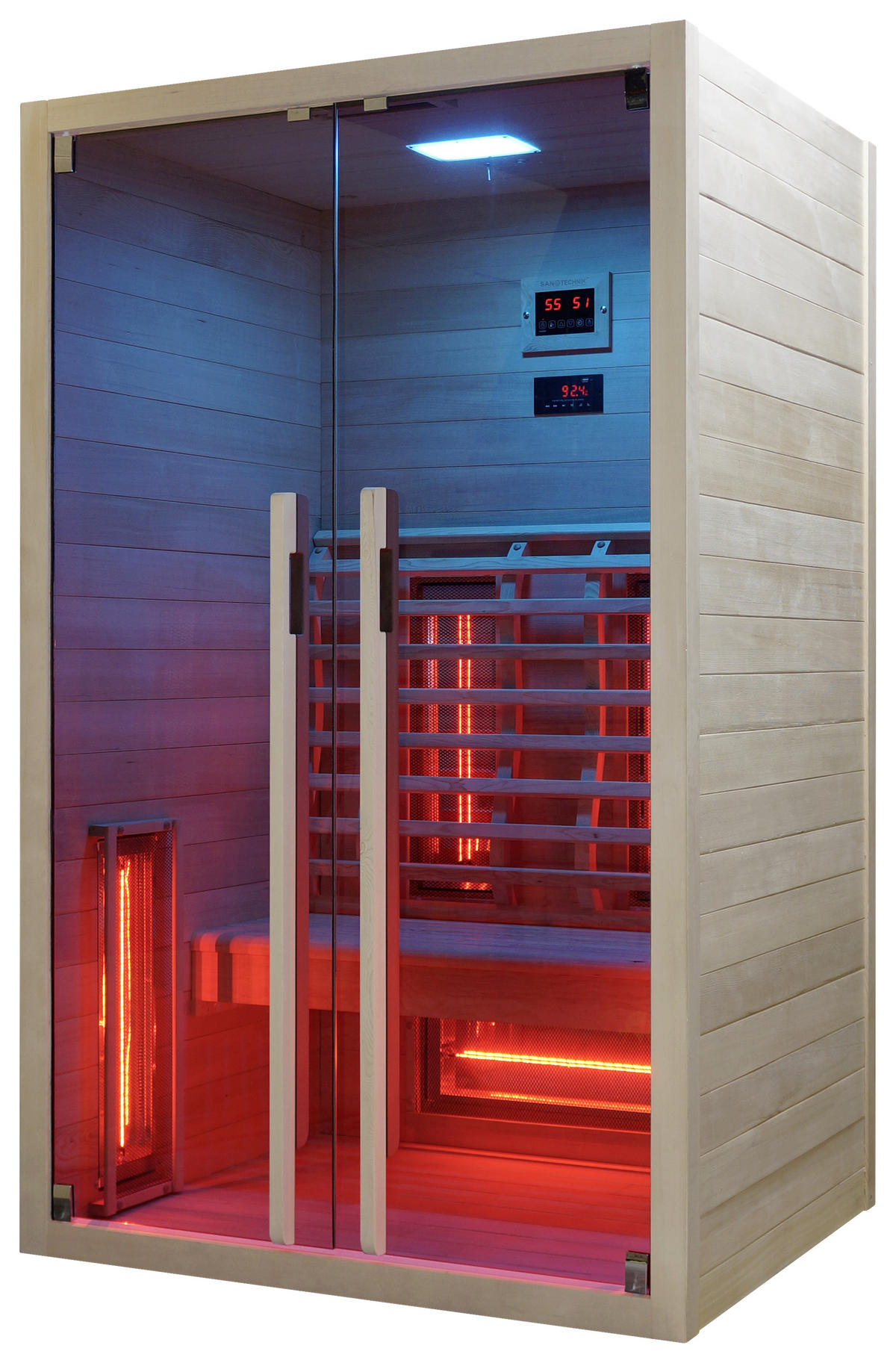 INFRAROTKABINE für 2 Personen Ruby 2  - Naturfarben, Basics, Holz (120/195/100cm) - Sanotechnik