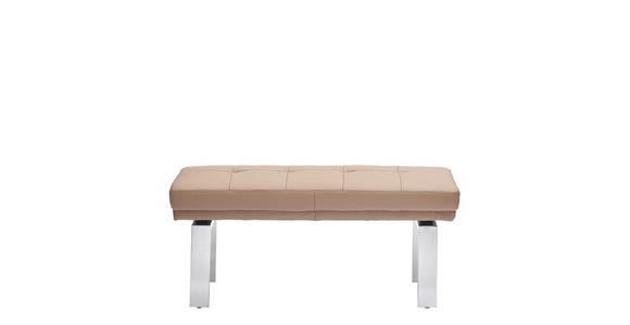 HOCKERBANK 113/51/48 cm - Schlammfarben/Alufarben, Design, Leder/Metall (113/51/48cm) - Moderano
