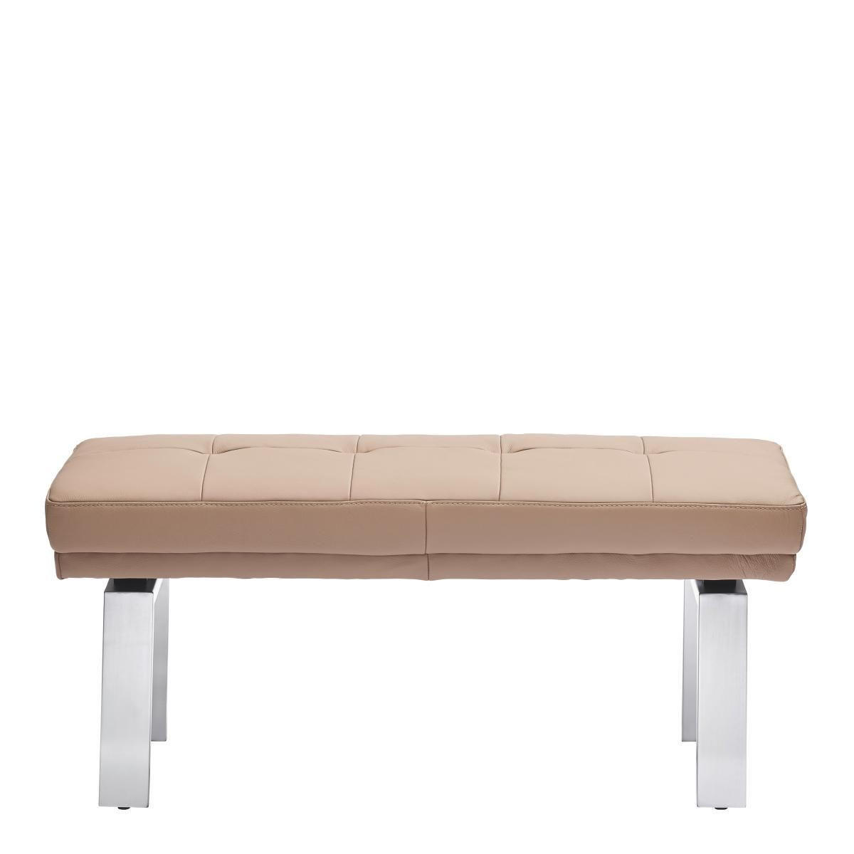 HOCKERBANK 113/51/48 cm   - Schlammfarben/Alufarben, Design, Leder/Metall (113/51/48cm) - Moderano