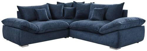 ECKSOFA in Velours Dunkelblau  247/247 cm  - Chromfarben/Dunkelblau, KONVENTIONELL, Kunststoff/Textil (247/247cm) - Carryhome