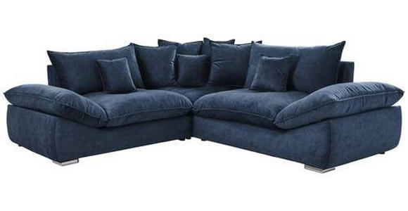 ECKSOFA in Velours Dunkelblau  - Chromfarben/Dunkelblau, KONVENTIONELL, Kunststoff/Textil (247/247cm) - Carryhome