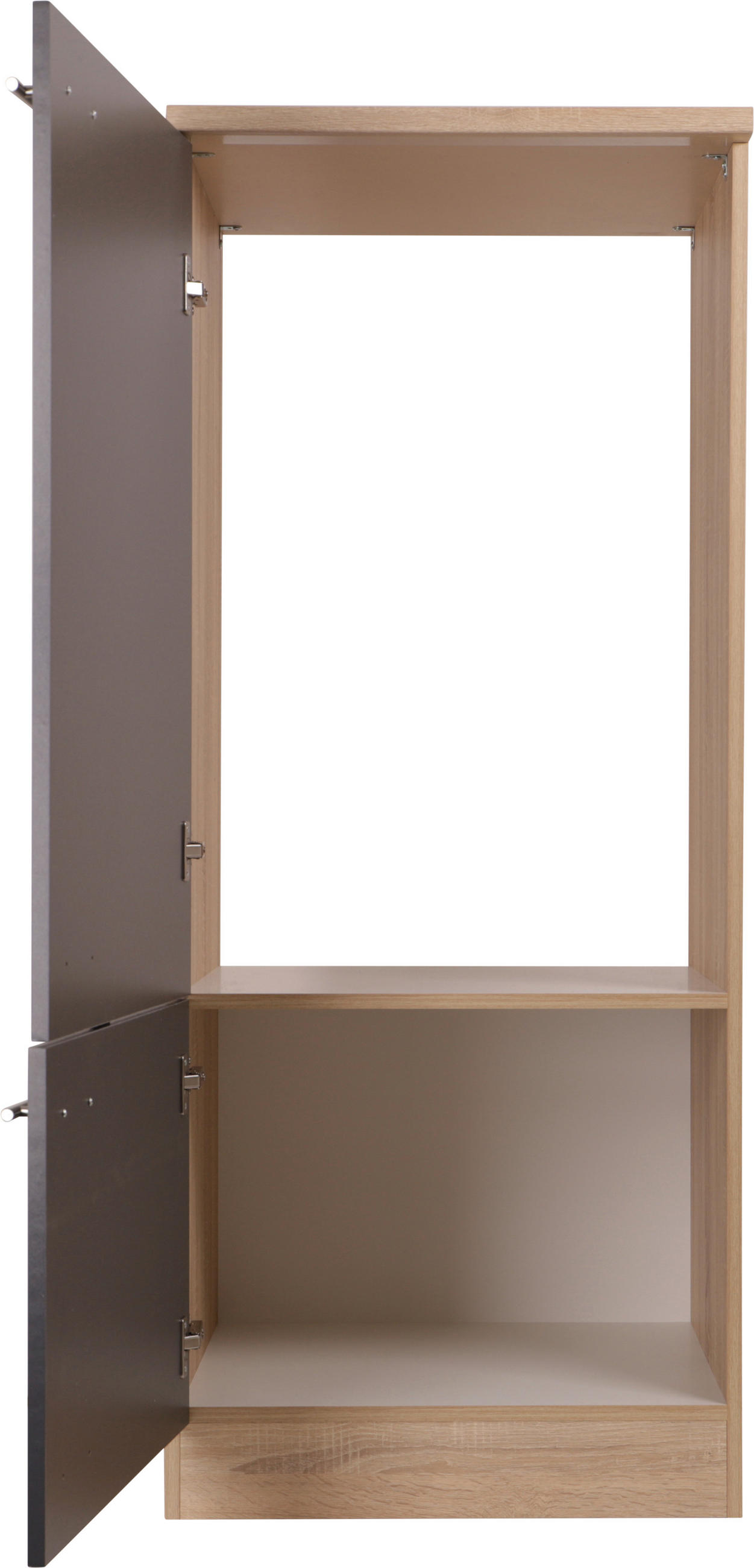 Thumbnail - Respekta Geräteumbauschrank Merle, Grau, Eiche, Metall, seitenverkehrt montierbar, 60x144.8x60 cm, Zusatzausstattung erh...