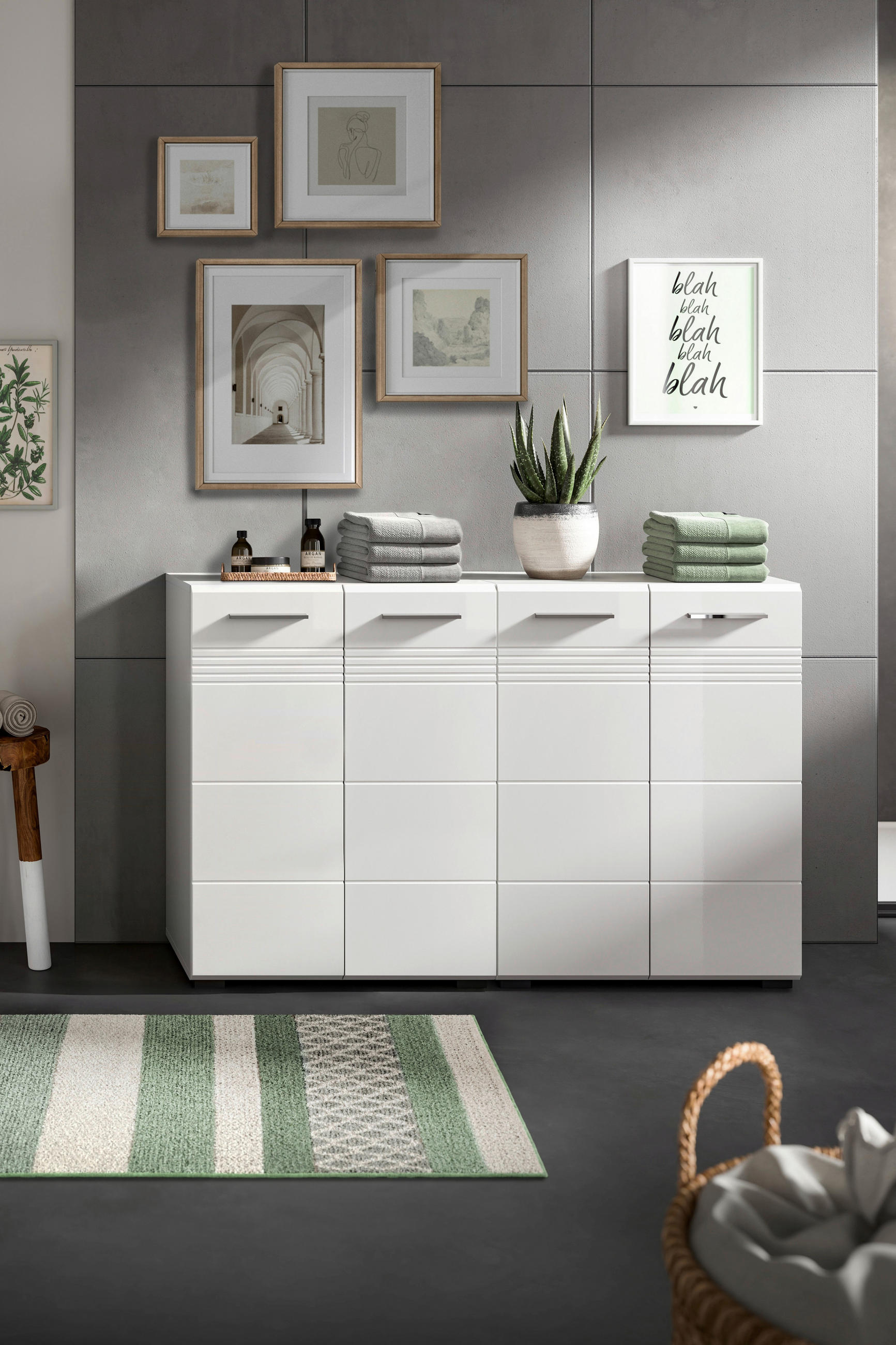 MIDISCHRANK 120/80/30 cm  - Chromfarben/Weiß Hochglanz, MODERN, Holzwerkstoff/Kunststoff (120/80/30cm) - MID.YOU