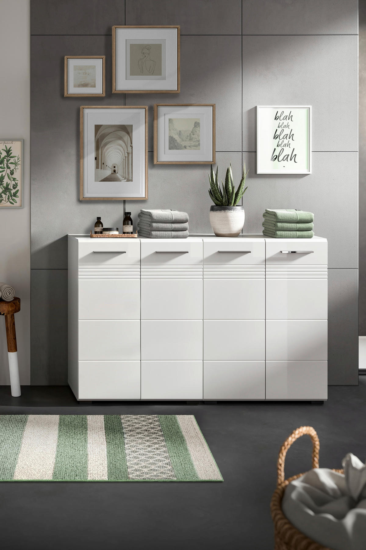 SREDNJE VISOKA OMARA 120/80/30 cm  - barve kroma/črna, Moderno, umetna masa/leseni material (120/80/30cm) - MID.YOU
