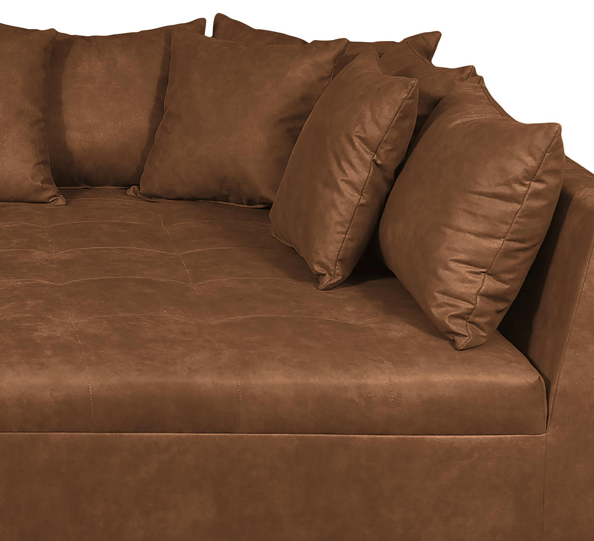 Ecksofa inkl. Hocker Braun Mikrofaser  - Schwarz/Braun, Design, Holz/Textil (247/174cm) - MID.YOU