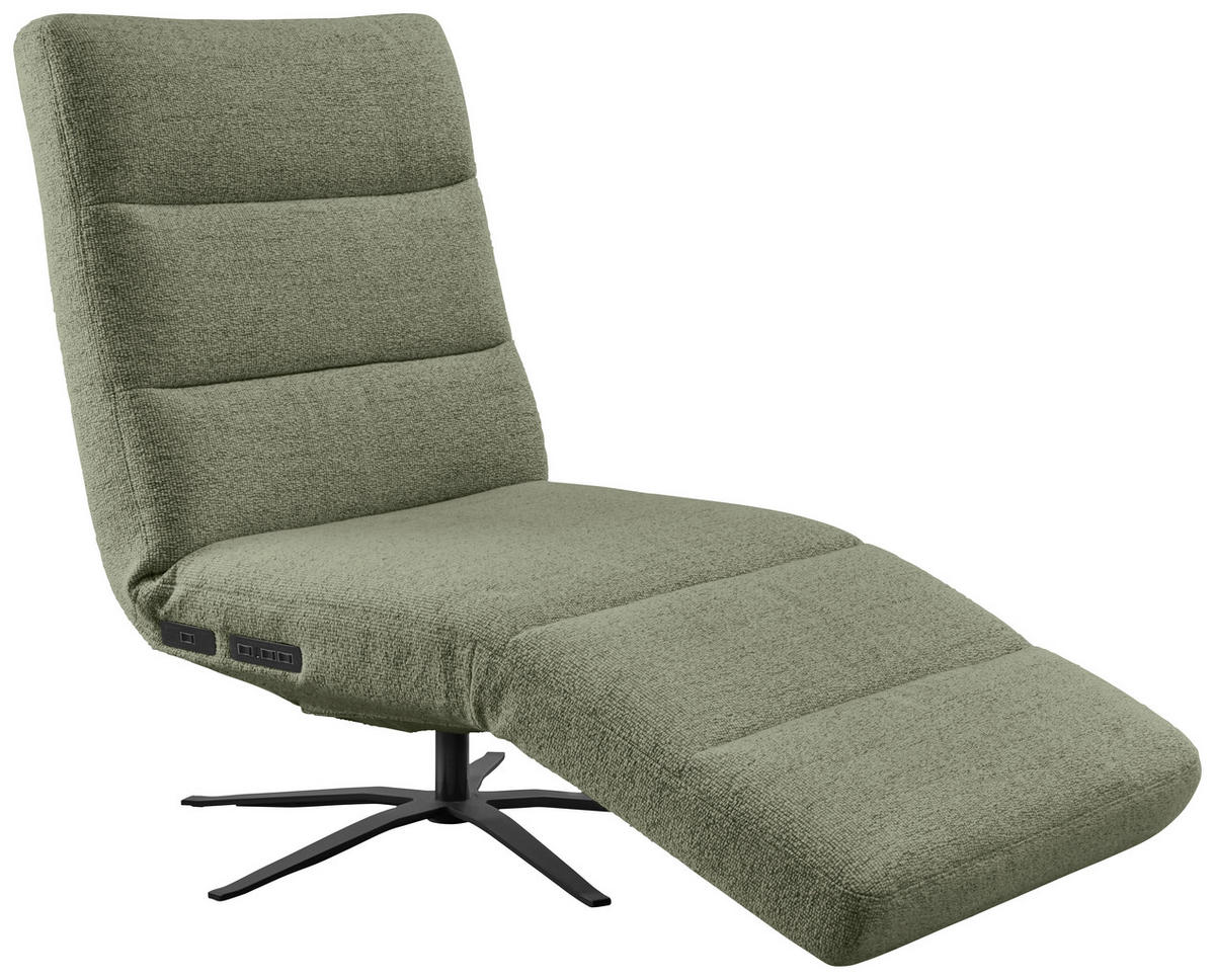 RELAXLIEGE inkl. Akku Flachgewebe Olivgrün  - Schwarz/Olivgrün, MODERN, Textil/Metall (82/53-115/156-206cm) - Pure Home Comfort