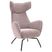 OHRENSESSEL in Cord Rosa  - Schwarz/Rosa, Design, Textil/Metall (79/117/82cm) - Lomoco