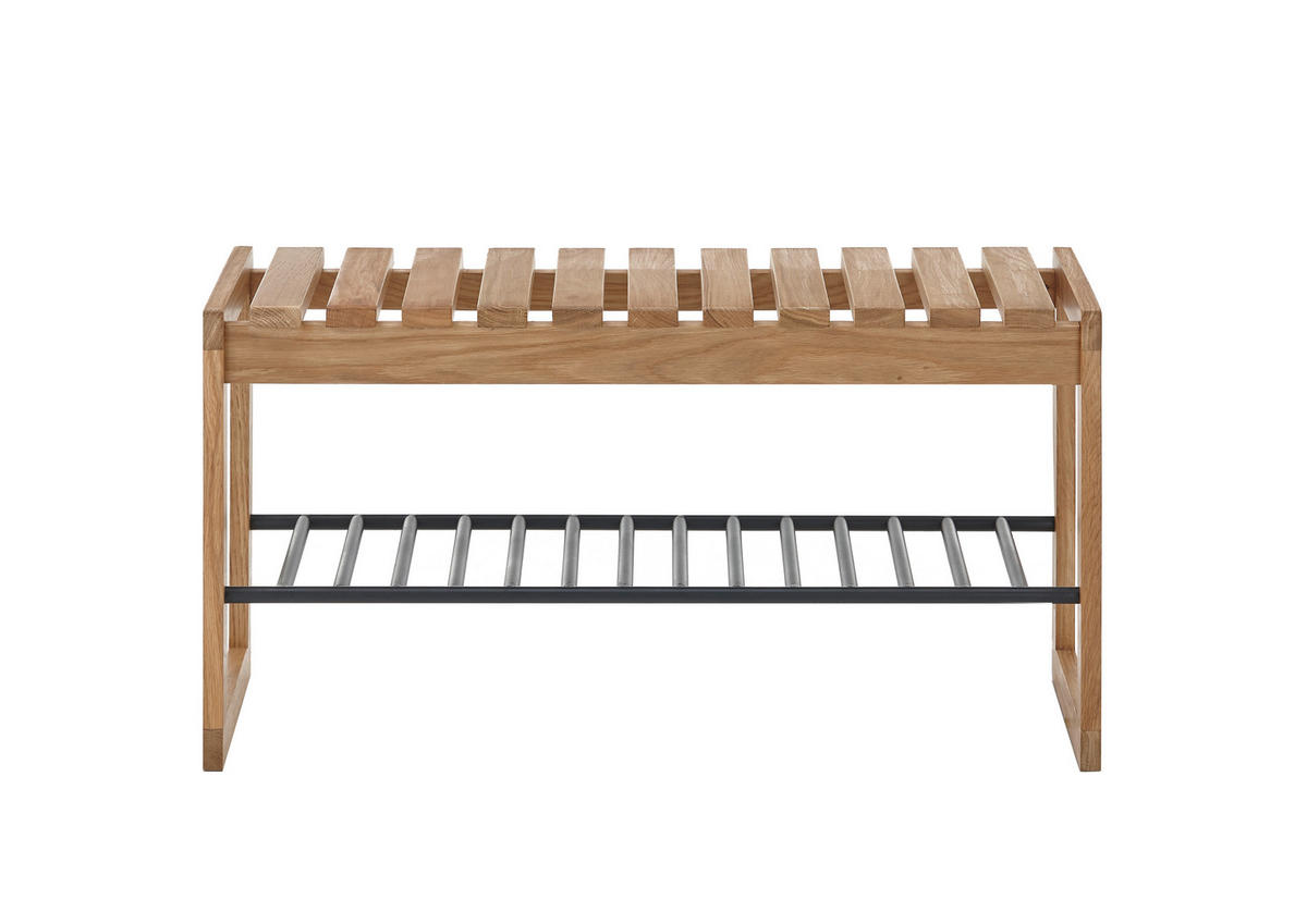 GARDEROBENBANK - Schwarz/Naturfarben, Design, Holz/Metall (88/45/30cm) - MID.YOU
