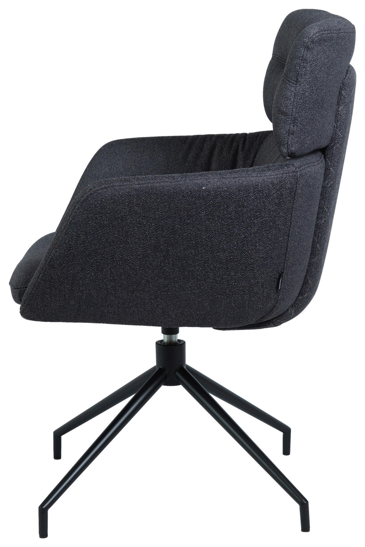 ARMLEHNSTUHL  Stoffauswahl, Sitzfläche 360° drehbar, automatische Rückholfunktion Webstoff  Graphitfarben, Schwarz  - Graphitfarben/Schwarz, Design, Textil/Metall (62/92/66cm) - Dieter Knoll