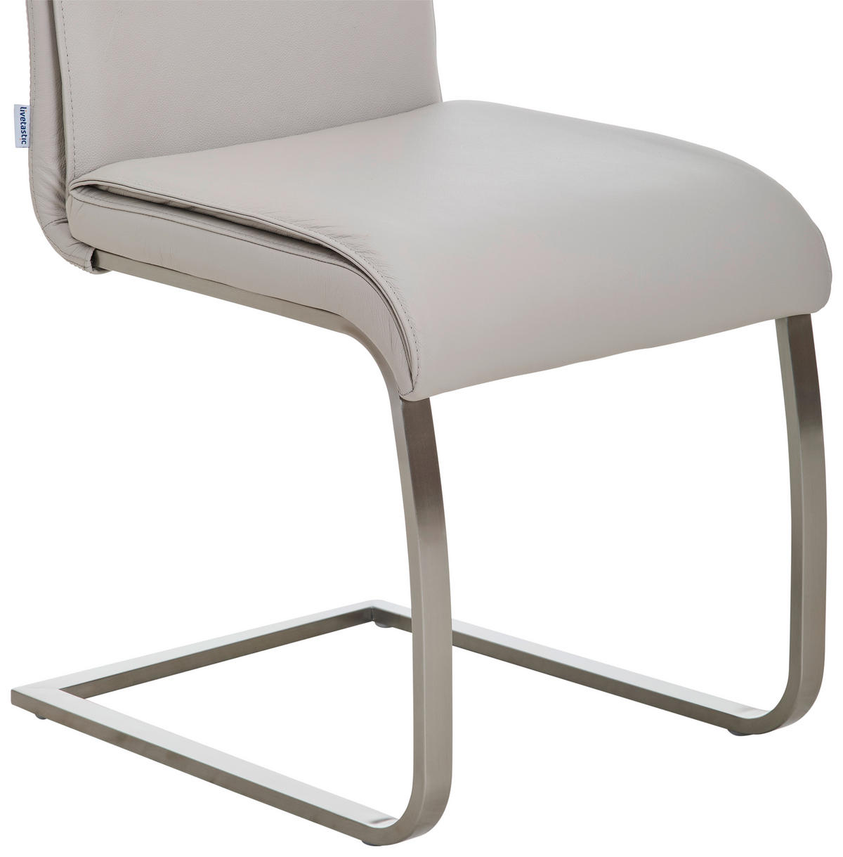 SCHWINGSTUHL  in Edelstahl Echtleder pigmentiert  - Edelstahlfarben/Beige, Design, Leder/Metall (46/99/62cm) - Livetastic