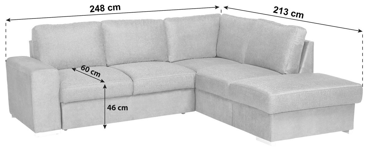 ECKSOFA Anthrazit Mikrofaser  - Chromfarben/Anthrazit, KONVENTIONELL, Textil/Metall (248/213cm) - MID.YOU