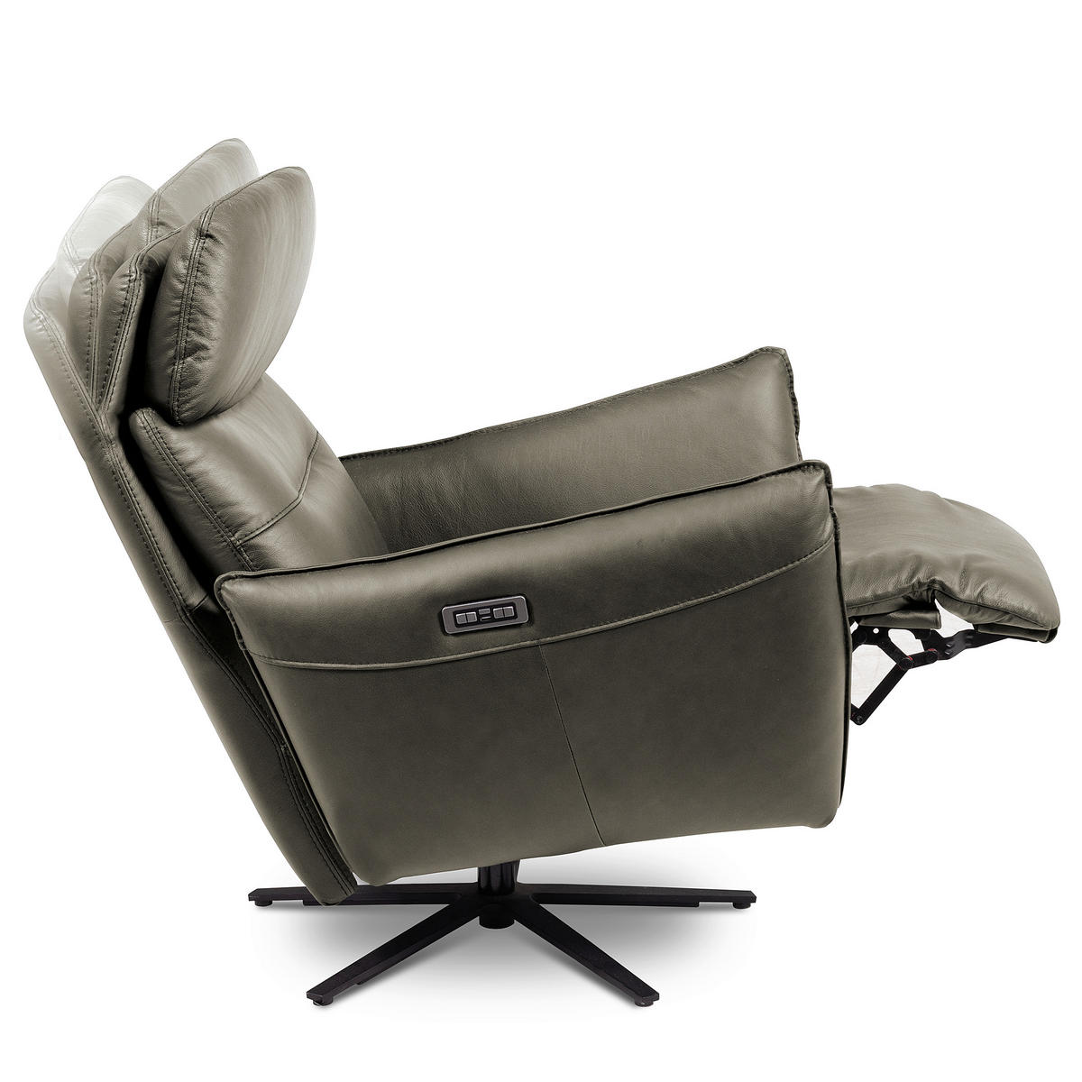 RELAXSESSEL in Leder Grau  - Schwarz/Grau, Design, Leder/Metall (77/107/88cm) - Livetastic