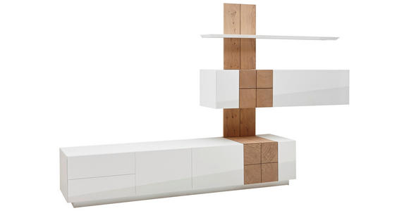 WOHNWAND  in Weiß, Eichefarben  305/190/52 cm  - Eichefarben/Weiß, Design, Holz/Holzwerkstoff (305/190/52cm) - Ambiente