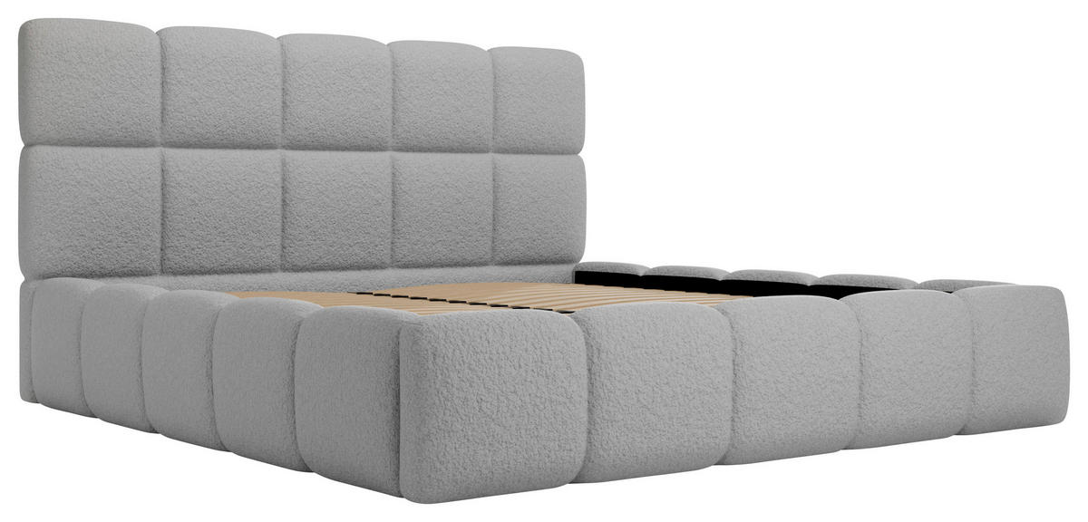 POLSTERBETT Cloudy Bettkasten, Lattenrost 140/200 cm  in Grau  - Schwarz/Grau, Design, Holz/Textil (140/200cm) - Boxxx