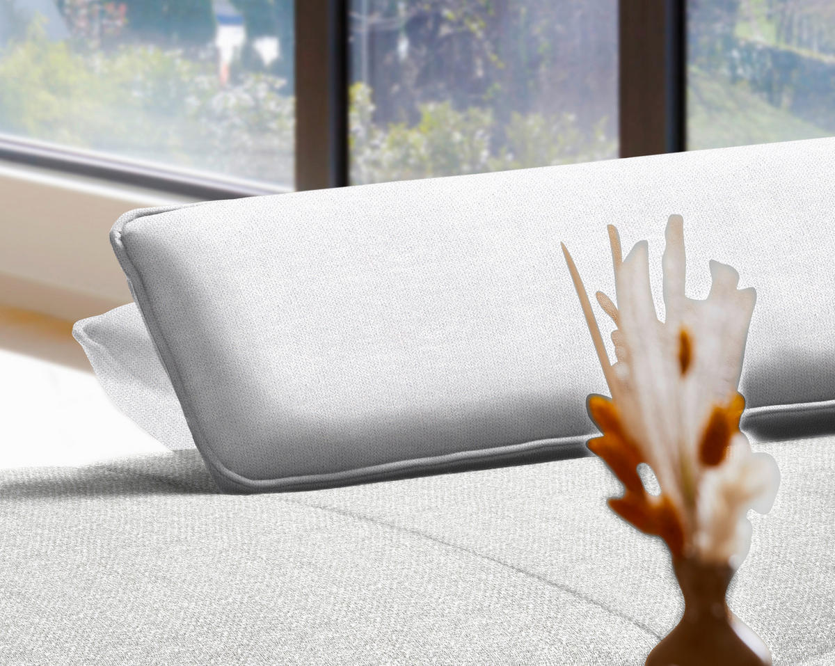 ECKSOFA in Flachgewebe Hellgrau  - Hellgrau/Schwarz, Design, Textil/Metall (191/301cm) - Moderano
