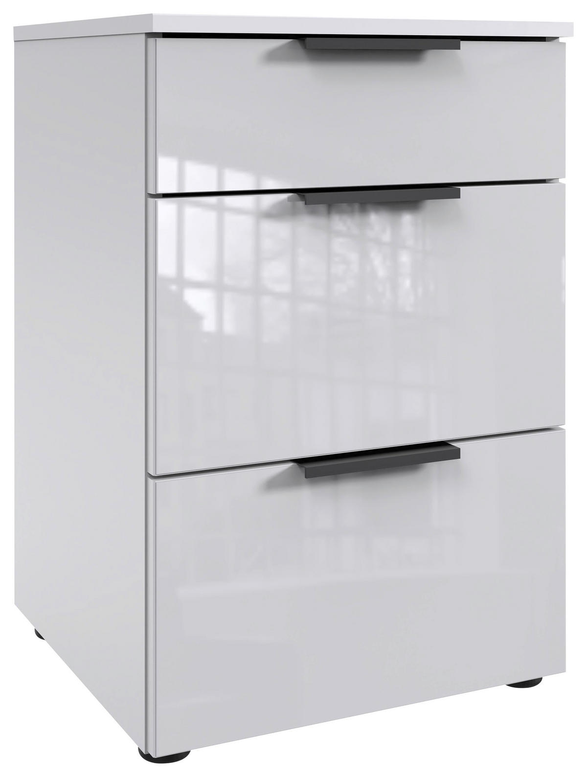 NACHTTISCH 41/61/41 cm  in Weiss  - Weiss/Schwarz, Design, Glas/Holzwerkstoff (41/61/41cm) - Hom`in