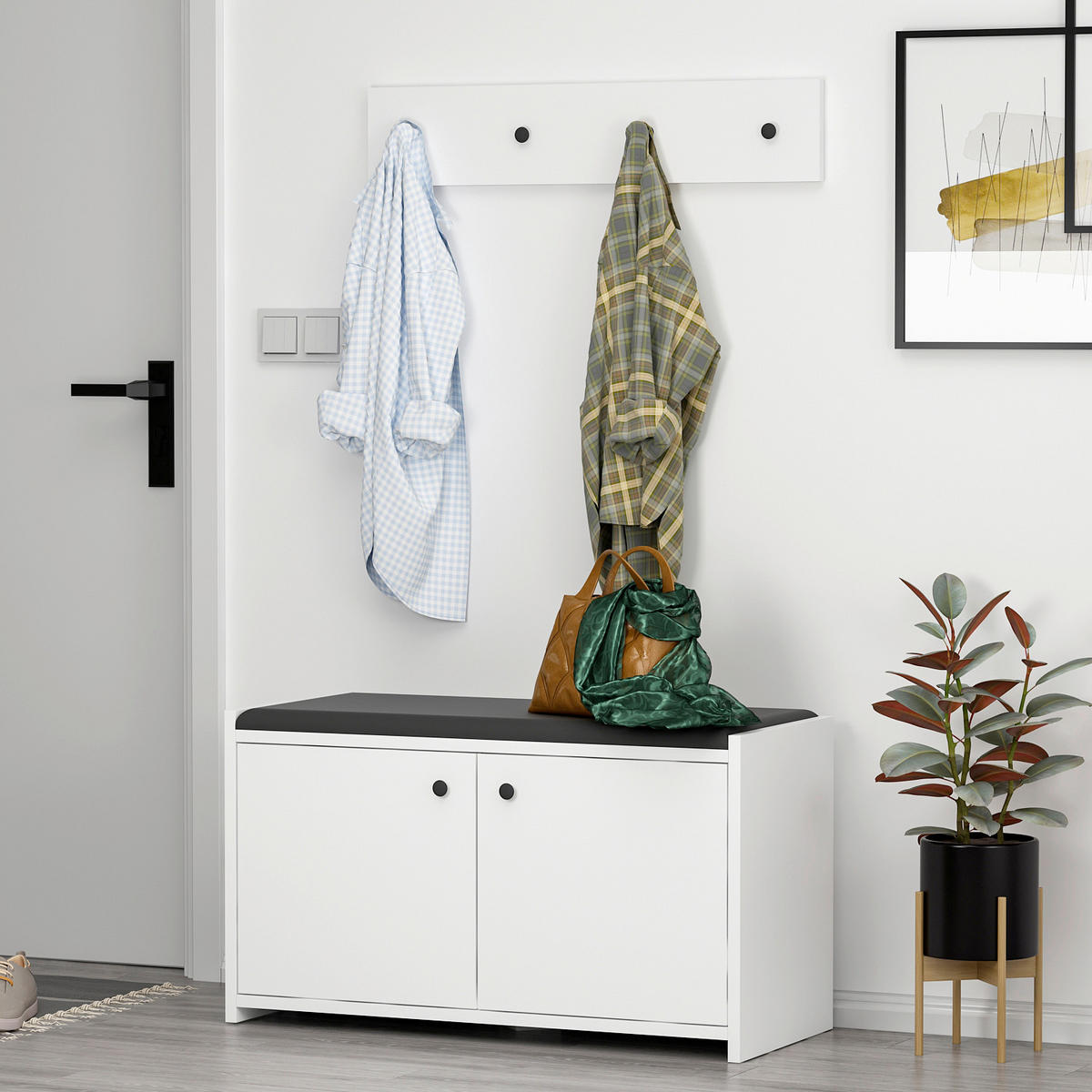 HALLMÖBEL 2 delar  i 80/35/45 cm  - vit, Design, trämaterial (80/35/45cm) - Livetastic