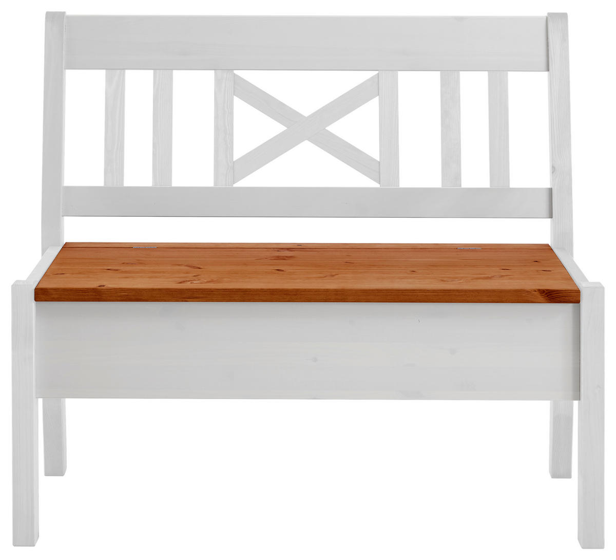 SITZBANK 105/93/58 cm Weiß, Bernsteinfarben Kiefer massiv  - Bernsteinfarben/Weiß, ROMANTIK / LANDHAUS, Holz (105/93/58cm) - Boxxx