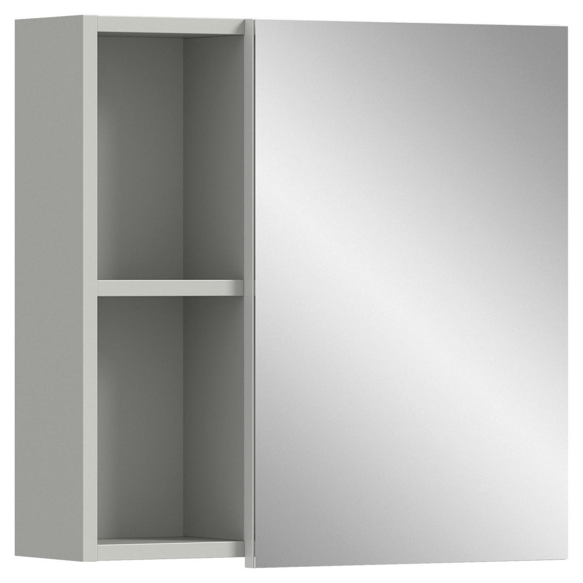 ZRCADLOVÁ SKŘÍŇKA, šedá, 55/55/17 cm - šedá, Moderní, kompozitní dřevo/sklo (55/55/17cm) - MID.YOU