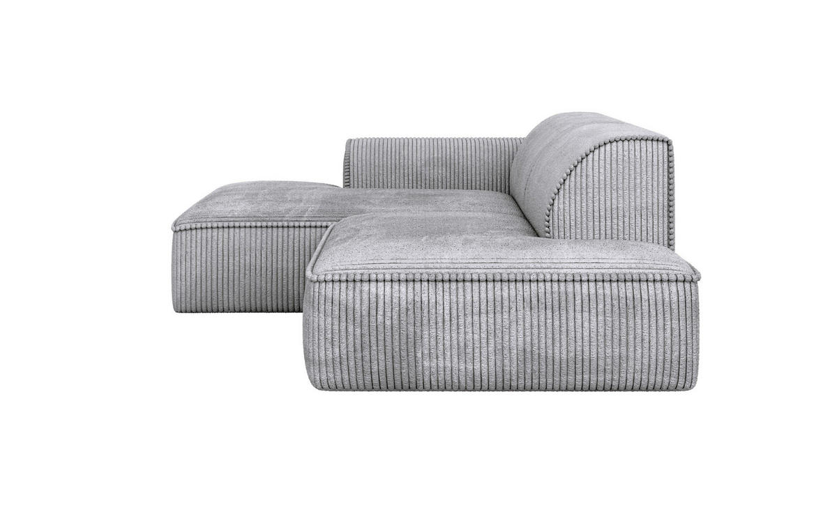 ECKSOFA BILLUND Hellgrau Cord Nierenkissen  - Hellgrau/Schwarz, KONVENTIONELL, Kunststoff/Textil (294/165cm) - Livetastic