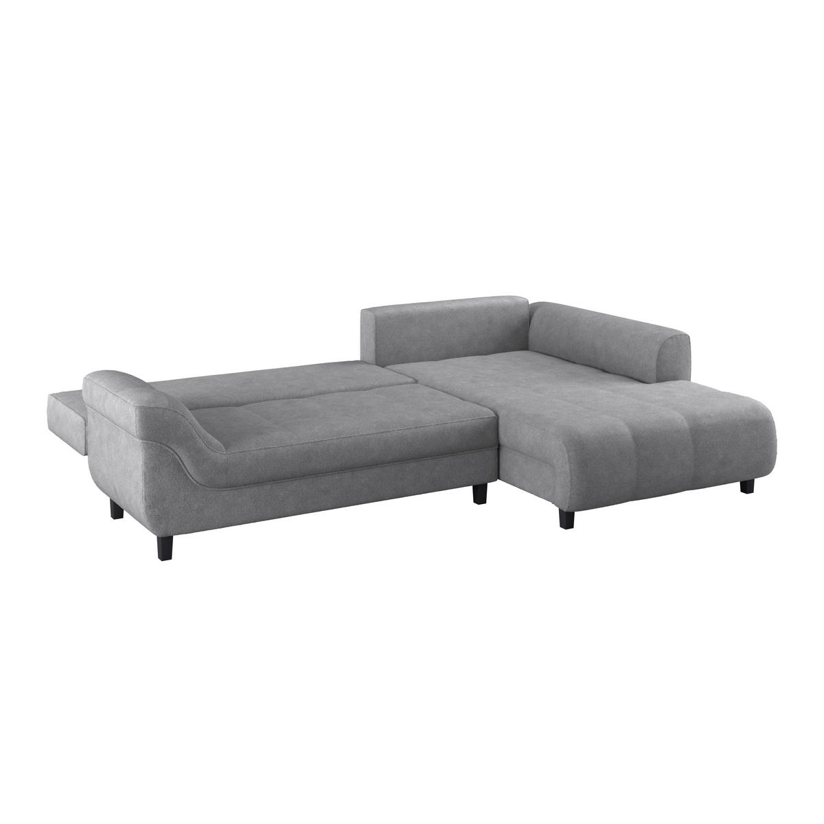 ECKSOFA in Webstoff Grau  - Schwarz/Grau, Design, Holz/Textil (309/197cm) - Livetastic
