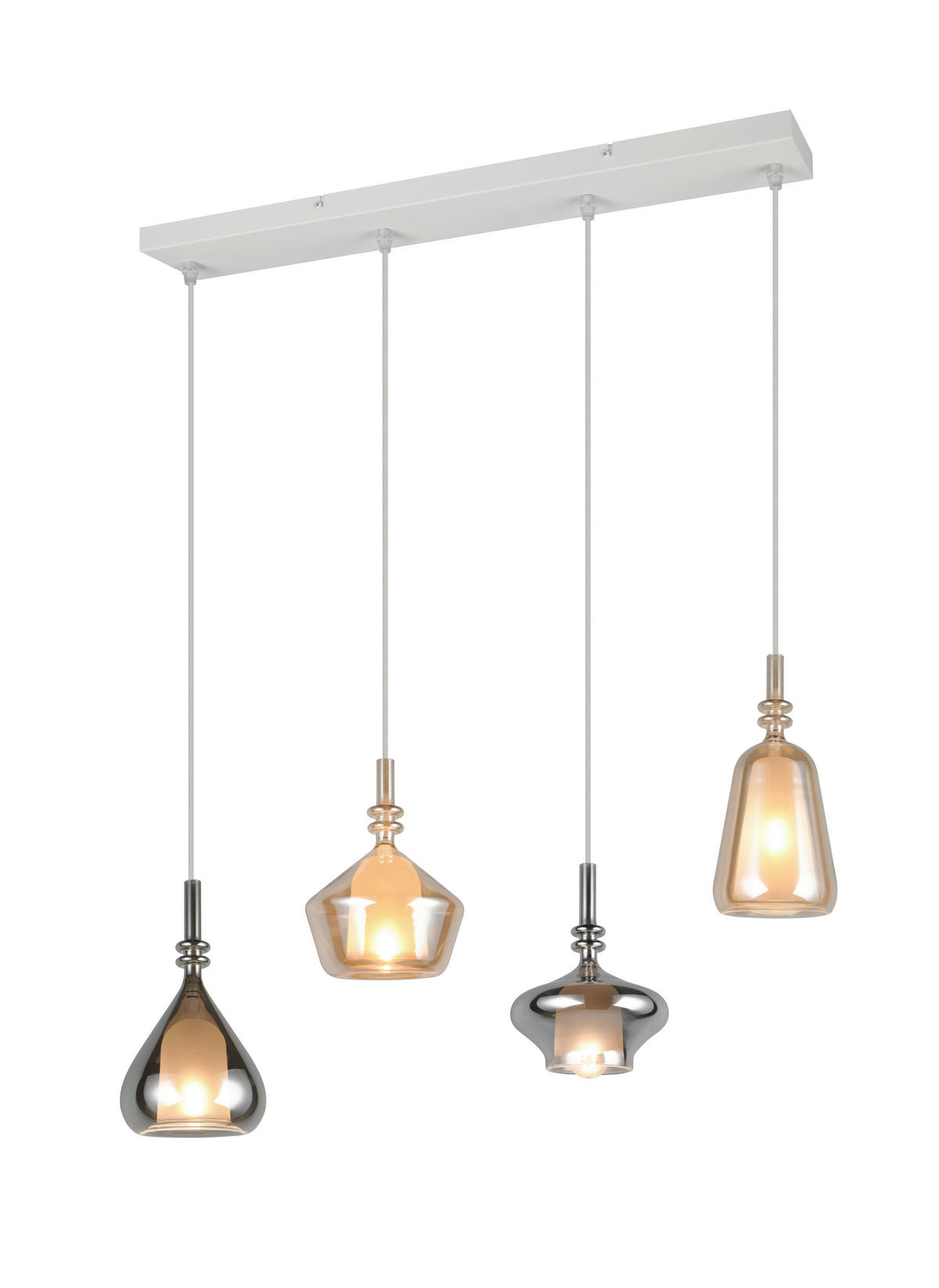 PENDELLEUCHTE ALDEA 65/9/200 cm  - Chromfarben/Hellbraun, Trend, Glas/Metall (65/9/200cm) - Trio Leuchten