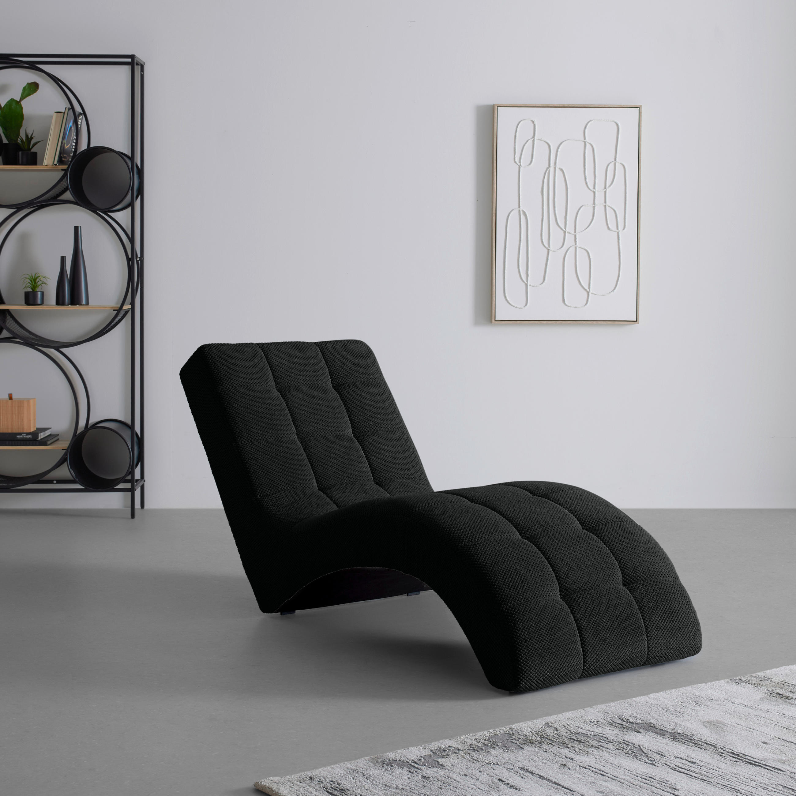 LIGGFÅTÖLJ i vävt tyg svart  - svart, Modern, textil/plast (68/80/167cm) - MID.YOU