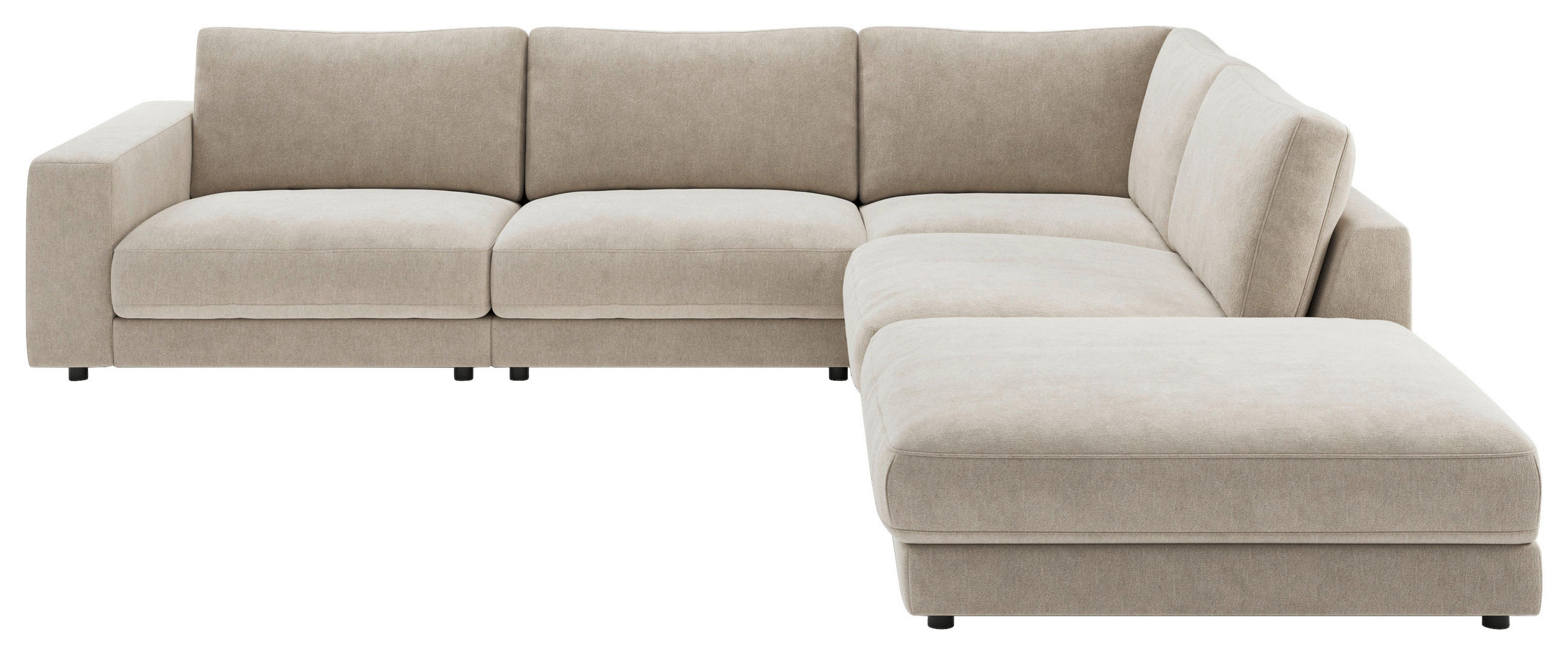 ECKSOFA Naturfarben Chenille  - Schwarz/Naturfarben, Design, Kunststoff/Textil (313/240cm) - Pure Home Lifestyle