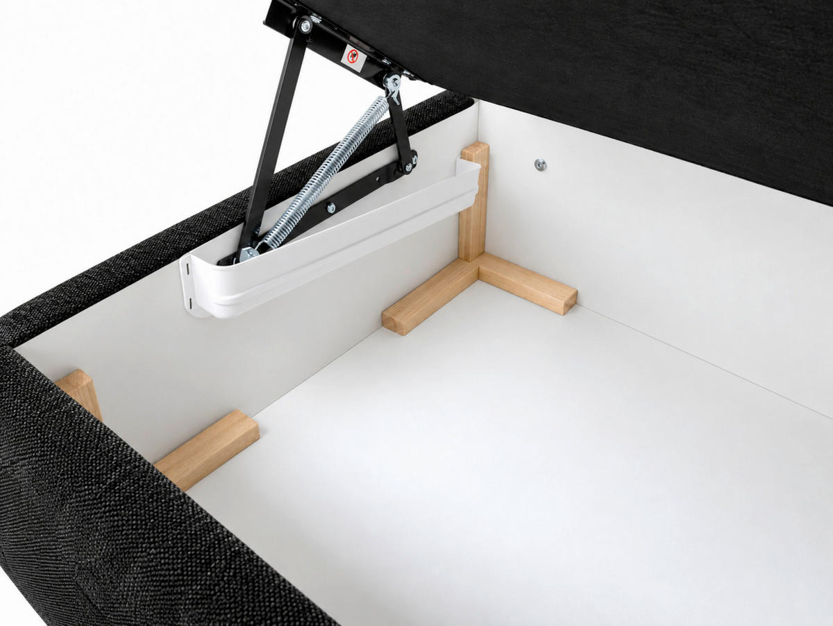 BOXBETT 140/200 cm,  in Schwarz, Bettkasten, Topper,  - Chromfarben/Schwarz, MODERN, Holz/Kunststoff (140/200cm) - MID.YOU