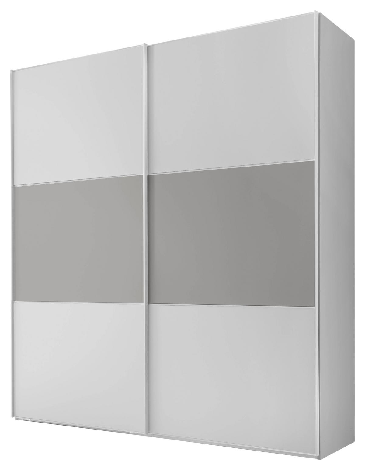 GARDEROB MED SKJUTDÖRRAR 188/222/68 cm 2-dörrar - vit/aluminiumfärg, Modern, trämaterial (188/222/68cm) - MID.YOU