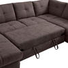 WOHNLANDSCHAFT Braun Webstoff  - Chromfarben/Braun, KONVENTIONELL, Kunststoff/Textil (184/341/216cm) - Hom`in