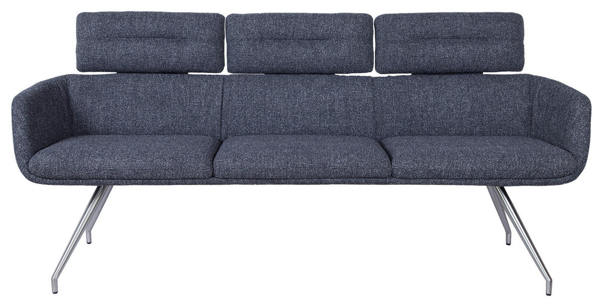 SITZBANK 200/92,5/67 cm Webstoff Edelstahlfarben, Dunkelgrau  - Edelstahlfarben/Dunkelgrau, Design, Textil/Metall (200/92,5/67cm) - Dieter Knoll