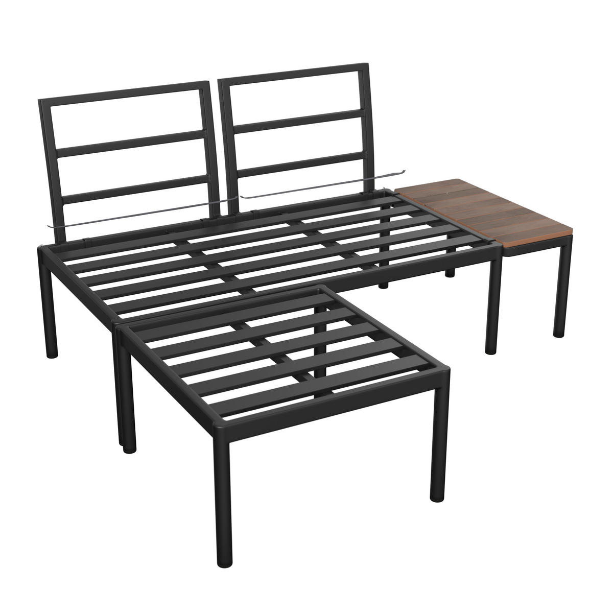 LOUNGEGARNITUR Aluminium  - Dunkelgrau/Naturfarben, MODERN, Kunststoff/Textil (134/70/68cm) - Ambia Garden