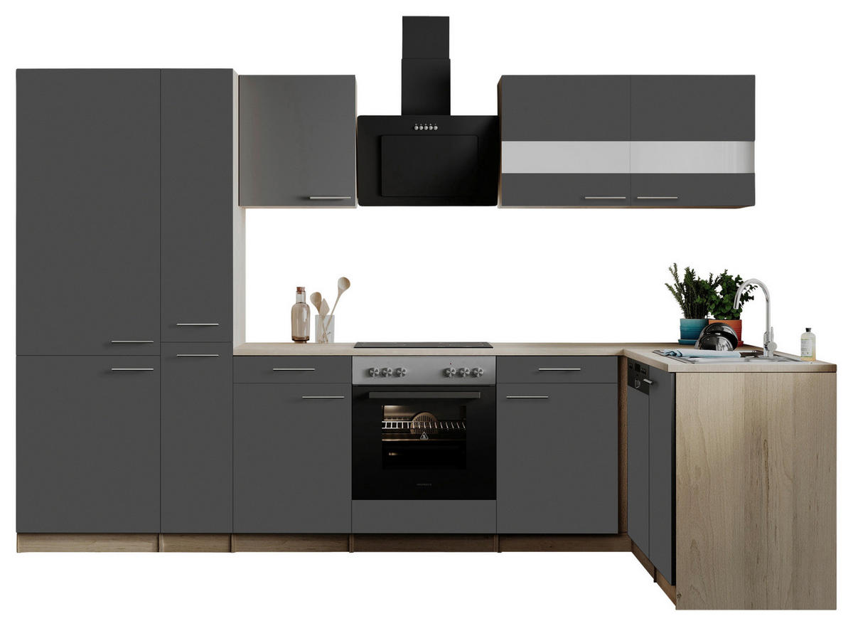 HÖRNKÖK 310/172 cm  i grå  - stålfärgad/grå, Basics, metall/trämaterial (310/172cm) - Respekta