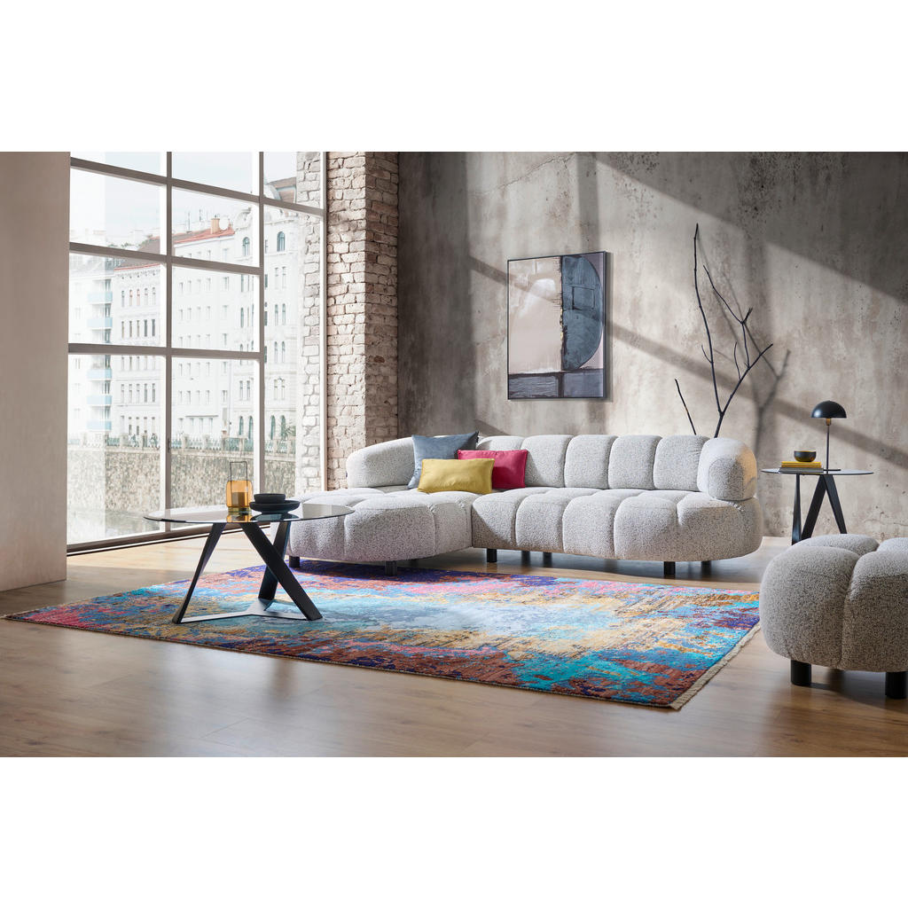 Thumbnail - Welnova Ecksofa, Greige, Textil, Eiche, vollmassiv, 3-Sitzer, Ottomane links, L-Form, 284x183 cm, Made in Europe, FSC Mi...