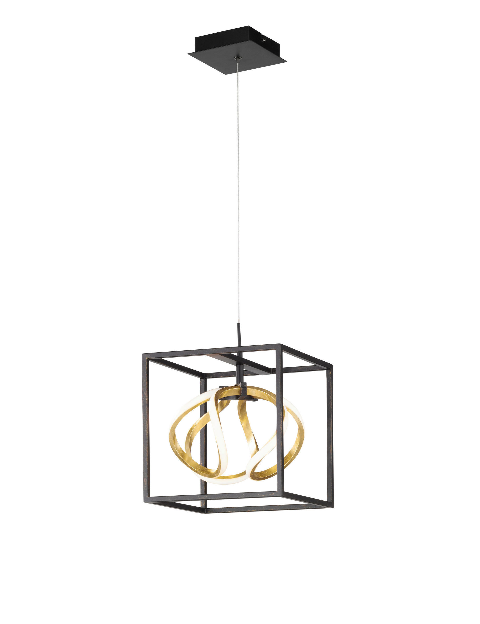 LAMPĂ SUSPENDATĂ CU LED  - auriu/negru, Design, metal (27/27cm)