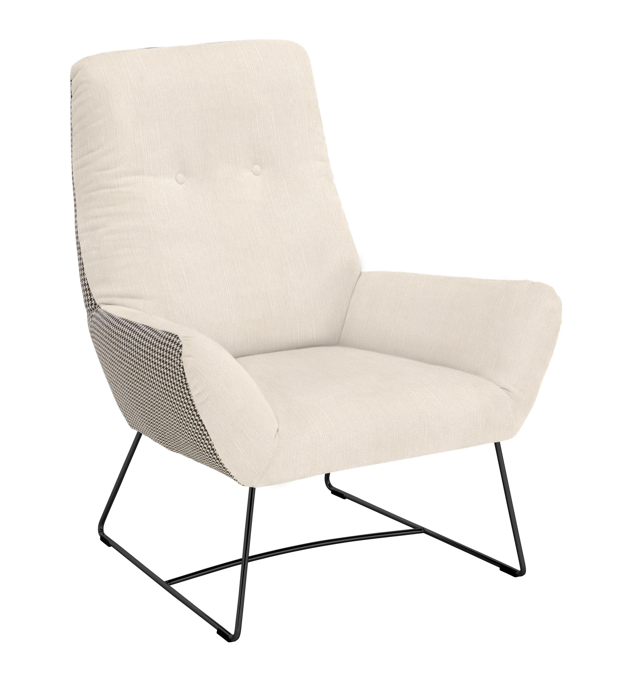 SESSEL in Flachgewebe Beige  - Beige/Schwarz, Design, Textil/Metall (82/102/81cm) - Pure Home Lifestyle