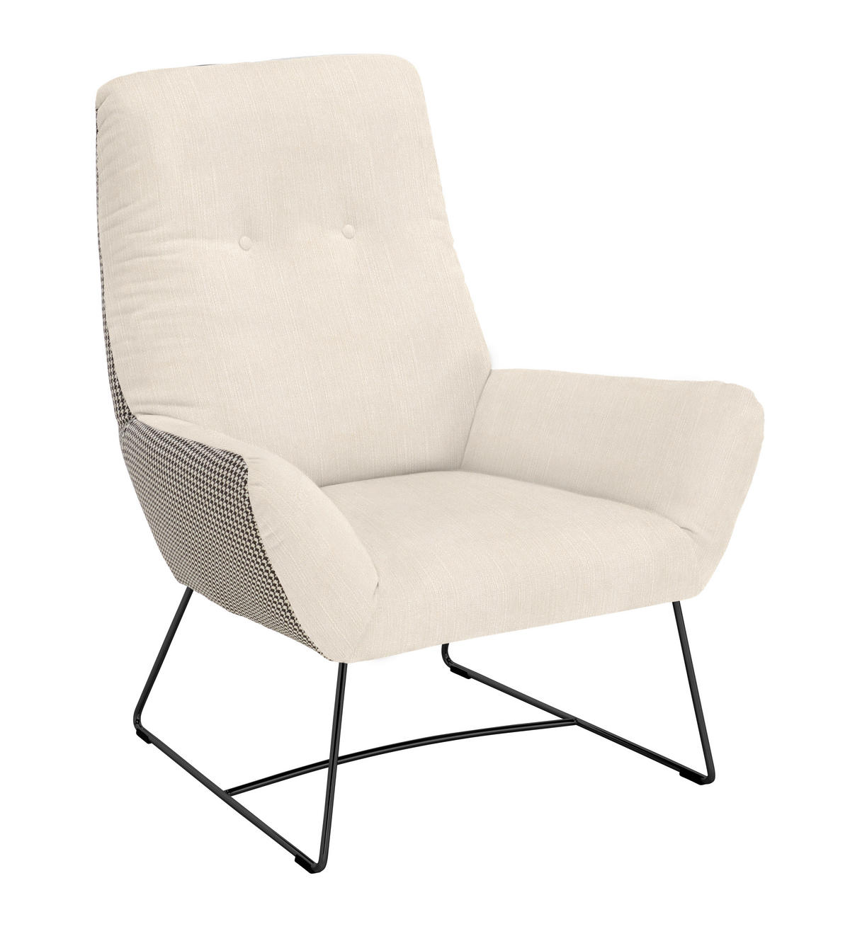 SESSEL in Flachgewebe Beige  - Beige/Schwarz, Design, Textil/Metall (82/102/81cm) - Pure Home Lifestyle