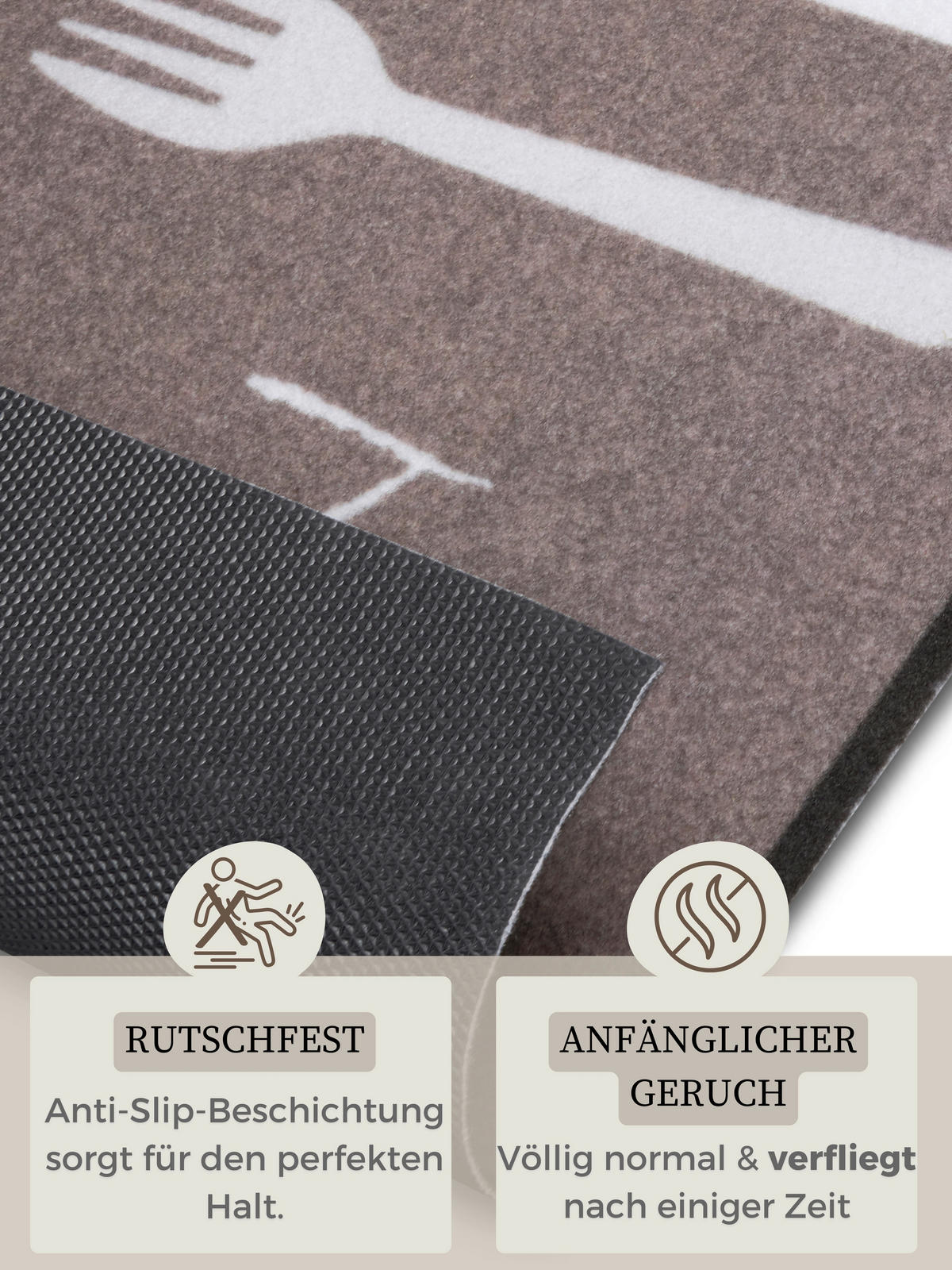 KÜCHENLÄUFER 50/150 cm Cook & Clean Braun, Weiß  - Braun/Weiß, Design, Kunststoff (50/150cm)