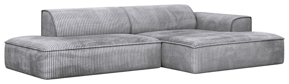 ECKSOFA BILLUND Hellgrau Cord Nierenkissen  - Hellgrau/Schwarz, KONVENTIONELL, Kunststoff/Textil (294/165cm) - Livetastic