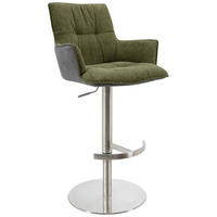 BARHOCKER in Holz, Metall, Textil Grün, Schwarz, Edelstahlfarben  - Edelstahlfarben/Schwarz, Design, Holz/Textil (56/100/56cm) - Novel